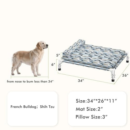 Orthopedic Dog Bed for Medium Dogs - Elevated Dog Couch with Bolster and Cushion, Raised Pet Couch Bed with Removable Washable Cover - size: Medium