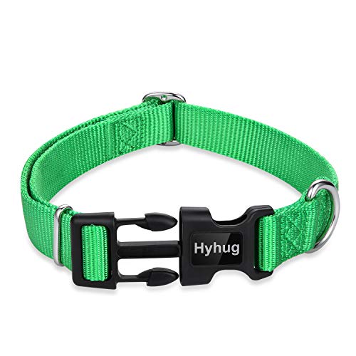 Hyhug Small Dog Collar Quick-Release Green| Heavy-Duty Nylon Puppy Collar, Adjustable & Durable Pet Supplies for Boy & Girl Dogs (Small, Lime Green) - color: Lime Green, size: Small