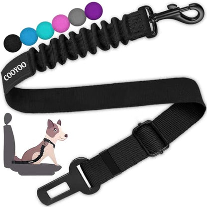 COOYOO Dog Seat Belt, Durability Retractable Dog Car Harness Adjustable Dog Seat Belt for Vehicle Nylon Pet Safety Seat Belts Heavy Duty & Elastic (1 Pack Black) - color: 02-Set 01a Pack -Black
