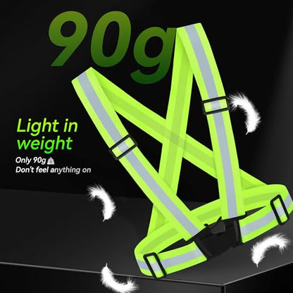 Reflective Vest Running Gear,High Visibility Adjustable Safety Vest for Outdoor Motorcycle,Dog Walking,Night Running,Hiking - color: Green X3