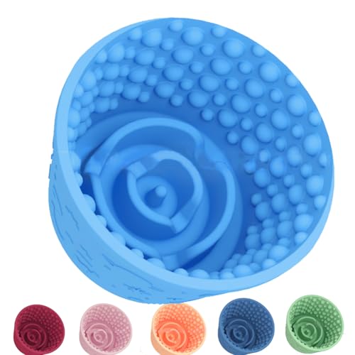Dog Lick Bowl,Anxiety Relief Non-Slip Silicone Treat Bowl,Durable Anti-Choking Long-Lasting Enrichment Slow Feeder Licking Mat for Small Medium Large Breed,Freezable BPA Free Silicone Dishwasher Safe - color: Blue, size: S-M