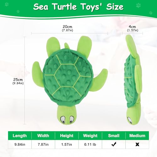 Squeaky Sea Turtle Plush Dog Toy - Durable, No Stuffing, Interactive Chew Toy for Small Dogs - Relieve Anxiety, Teething, and Keep Them Busy for Puppy(Green) - color: Green