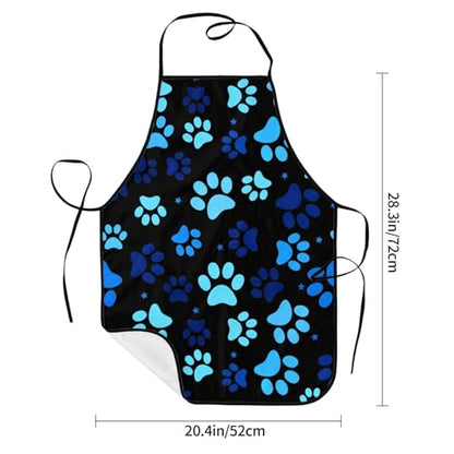 Dog Grooming Waterproof Apron with 2 Pockets, Cute Animals Puppy Dog Pets Apron - color: Blue