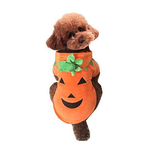 Mogoko Dog Cat Halloween Pumpkin Costume,Pet Cosplay Costumes,Puppy Warm Outfits Fleece Hoodie Animal Autumn Winter Clothes (M Size) - size: M for 5.5~8.0 lbs