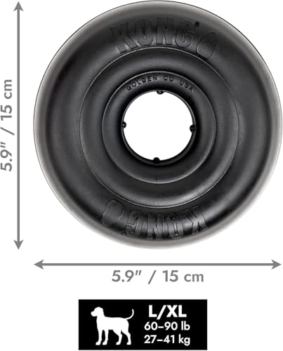 KONG Extreme Donut Dog Toy – Toughest Durable Natural Rubber Chew Toy for Power Chewers – Safe on Teeth & Gums, Fun Bounce & Roll for Indoor and Outdoor Play (Large/X-Large) - size: (Large/X-Large)