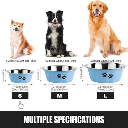 Stainless Steel Dog Bowls, Nonslip Rubber Bottom No Spill Proof Skid Metal Insulated Dog Bowls for Large Medium Small Breed Dogs (Blue, 3.6 Cups/29 OZ) - color: Blue, size: 3.6 Cups/29 OZ