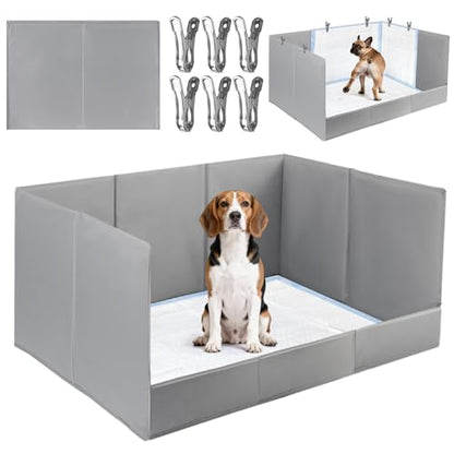 Dog Pee Pad Holder with High Walls, 32.3"x22"x15.7" No-Splash Indoor Dog Potty Box with 6 Clamps, No Assembly Foldable Potty Training Toilet for Large Small Medium Dogs Puppy Potty(Gray2) - color: (Gray2)