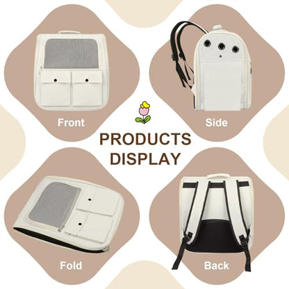 Airline Approved Cat Carrier Backpack - Ventilated Breathable Mesh for Small Dogs & Cats (15lbs), Soft Sided Dog Backpack for Hiking, Camping, Travel & Vet Visits with Padded Straps (White) - color: White