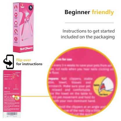 LED Dog Nail Clippers with Light Illumination, Trimmers with Protective Guard, Safety Lock and Nail File - Suitable for Large and Small Dogs & Cats (Pink) - color: Pink, size: Medium-Large (LED)