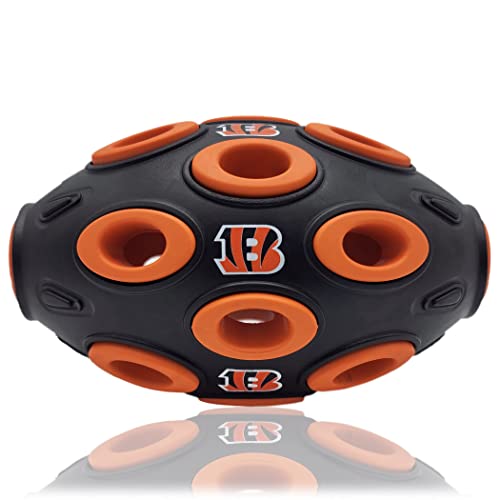 NFL Cincinnati Bengals Football Treat Dispensing Toy for Dogs and Cats, Rubber Ball Dog Toy, Interactive Fun Dog Treat Toy, Natural Rubber Dog Feeding Toy - color: Cincinnati Bengals