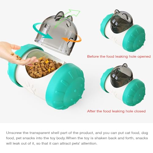 KAYNO Pet, cat and Dog Treat Dispenser Toys, pet Puzzle Food Funnel Toys, Food Grade Material, Non-Tipping, Clear Food Storage bin and Wheel Sliding Design. (Blue) - color: Blue