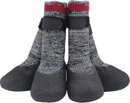 Mihachi Dog Socks Rubber Sole Paw Protectors with Straps Traction Control Anti-Slip Waterproof Boots Winter Paw Protectors - size: Large