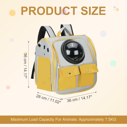 Pet Backpack Carrier, Portable and Ventilated, Oxford Cloth, Dogs Cats and Small Animals Travel Bag 12.99", (Yellow, 1 Pcs), Intended for Hiking/Camping/Traveling - color: Yellow