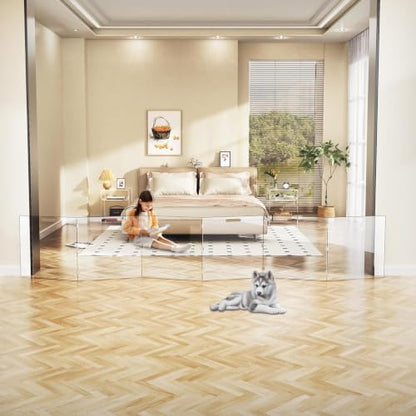 Acrylic Pet Playpen Gate for The House Doorways, Acrylic Pet Gate for Dogs, Freestanding, Clear (6 Panel) - size: 6 Panel