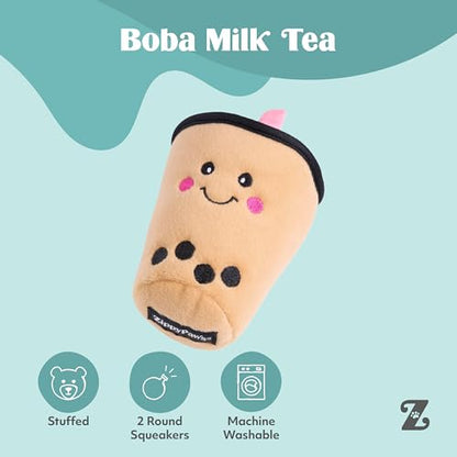 ZippyPaws NomNomz - Dog Squeaky Toys to Keep Them Busy, Funny Food Plush for Small & Medium Dogs, Cute Stuffed Puppy Toy, Pet Products, Gift for Dogs of All Breeds, Soft and Cuddly - Boba Milk Tea - color: Boba Milk Tea
