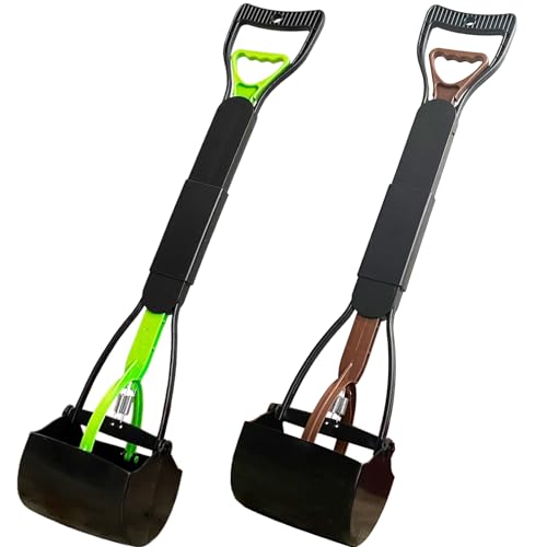 ienjoyed 2 Pieces Pooper Scooper, Large Pooper Scooper for Dogs Heavy Duty, Dog Pooper Scooper with Long Handle & High Strength Durable Spring, Foldable Dog Poop Pick Up(28-inch) - size: 2 Pieces(28-inch)