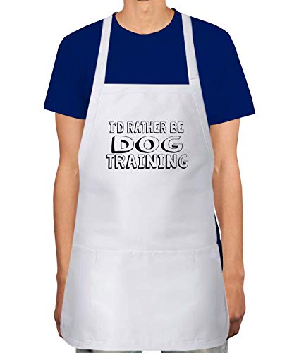 Makoroni - I'D RATHER BE DOG TRAINING Apron Adjustable Kitchen Chef Apron with 2 Pockets Cooking Baking, DesK91