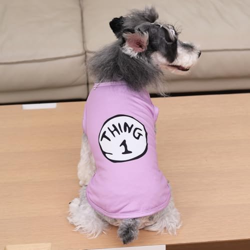 CuteBone Dog Shirts 2-Pack Soft Pet Clothes Breathable Summer Vest for Small Puppy and Stretchy Cat Apparel - color: Girl thing 1 thing 2, size: Small
