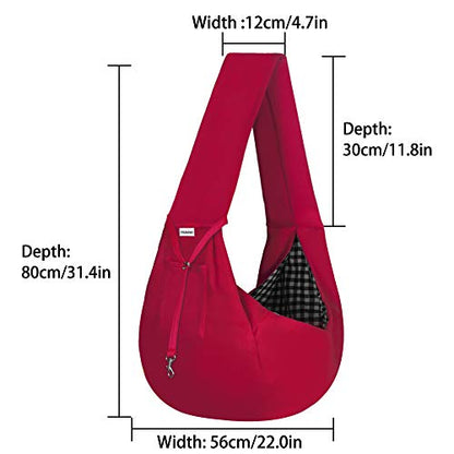 FDJASGY Small Pet Sling Carrier-Hands Free Reversible Pet Papoose Bag Tote Bag with a Pocket Safety Belt Dog Cat for Outdoor Travel (Red) - color: Red