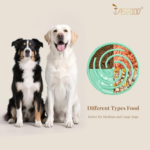 JASGOOD Slow Feeder Dogs Bowl for Medium Dogs,Anti-Gulping Pet Slower Food Feeding Bowls Stop Bloat,Preventing Choking Healthy Design Dogs Bowl, O-Pea Green - color: Mint Green