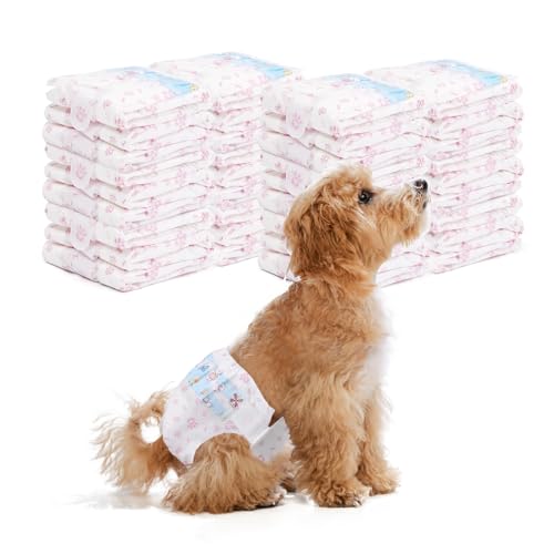 Disposable Dog Diapers Female 90 Count Doggie Diapers for Female Dogs (Waist 10-16.5 in S) Super Absorbent Small Doggie Diapers for Heat Excitable Urination or Incontinence - Pink - size: Small