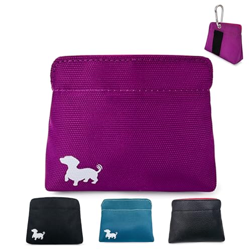 Small Dog Treat Pouch – Slim Magnetic Pocket Dog Treat Bag for Walking & Training – Discreet Clip On Treat Pouch for Leash, Waistband or Pocket – Mess Free Storage (Pink) - color: Pink, size: Small