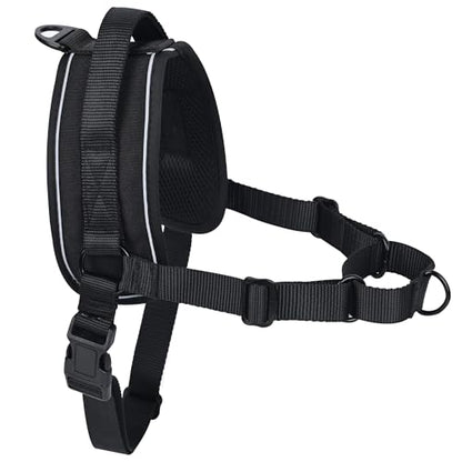 No Pull Dog Harness, Upgraded Padded No-Choke Pet Vest with Front and Back Clips, Effortless Walking Adjustable Dog Gear with Traffic Handle and Reflective Straps for Training (Black,M) - size: M