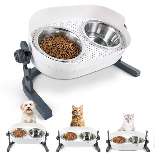 All for Paws Elevated Dog Bowls, Stainless Steel Food & Water Bowls, Height Adjustable Raised Cat Feeder Mess Proof Pet Feeding Bowls for Small to Large Size Dogs - size: Large