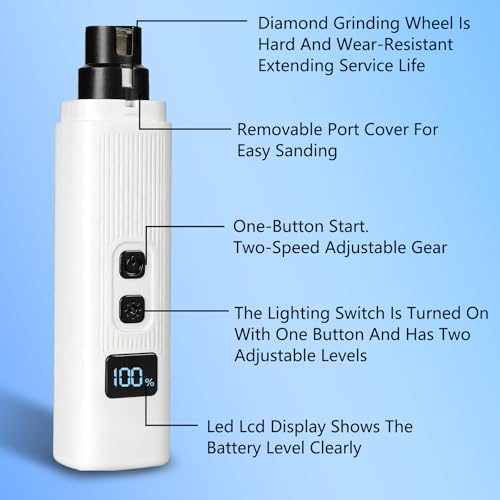 2026 New Cat Nail Trimmer - 2 Adjustable Speeds, 360° Grinding, Ultra Quiet Under 40dB, Safe Powerful Pet Nail Grooming Tool for All Cats & Dogs (White) - color: (White)