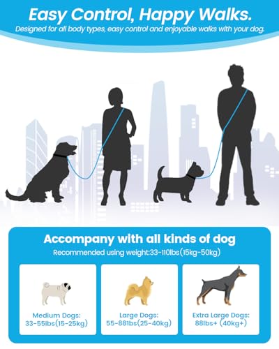 Hands Free Dog Leash, 5.1-8.9Ft Crossbody Long Leash | Adjustable Dog Waist Belt for Medium Dogs, Waist Leash for Dog Walking & Running & Training &Travel etc.(Grey Blue) - color: Grey Blue