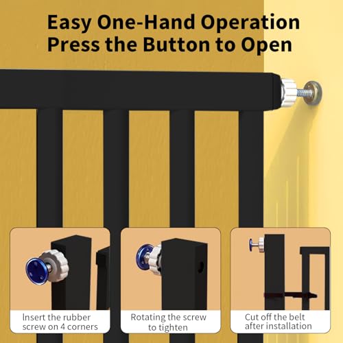 55.1 inch Extra Tall Pet Gate, Extra Wide 29.92"- 43" Adjustable Dog Gates, Pressure Mounted Walk Through Swing Safety Tall Cat Gate for Doorways, Stairs, Kitchen(Black) - color: Black