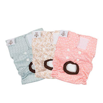 CuteBone Dog Diapers Female Washable Small Medium Large 3 Pack Reusable Doggie Diapers Puppy Period Pants for Doggy Heat Cycle Peeing - size: S