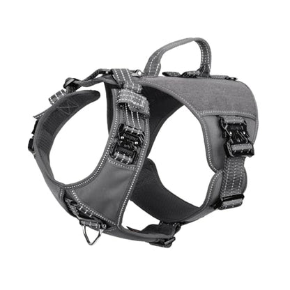 ICEFANG GN8 Tactical Dog Harness with 4X Metal Buckles for Medium Sized Dogs,Reflective in Training Walking K9 Dog Vest,No-Pull Front Leash Clip,Adjustable Pet Harness (Grey, Medium (Pack of 1)) - color: Grey, size: Medium (Pack of 1)