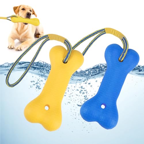 SCENEREAL Dog Water Toys for Medium & Large Dogs - Interactive Floating Pool Toys, 2 Pack Fetch Chew Toys, Retrieving Dummy for Outdoor Training, Fun Swim & Play - color: Bone Shape