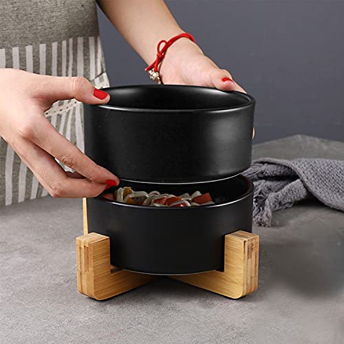 Petygooing Ceramic Black Cat Dog Bowl Set with Stand,Small Dog Bowls, Pet Food and Water Dish, Anti Slip Set of 2 Cat Bowl-Pet Food Dishes- Pet Bowls Small Size Pet (13.5OZ/5.1 in) - color: Black, size: Puppy/Small Size Dogs & Cat Bowls 400ML*2