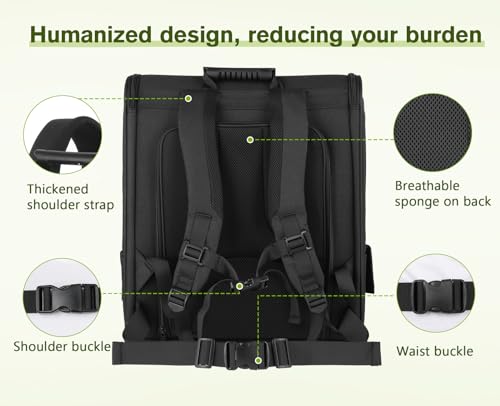 pecute Cat Backpack Breathable, Cat Carrier Backpack Expandable - color: Black, size: 12.6"L x 10.2"W x 16.5"H