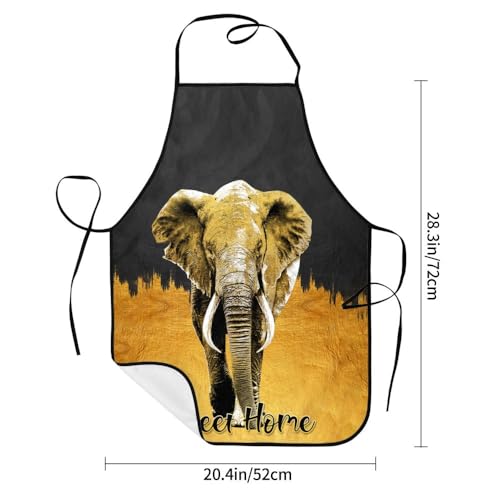 Women Men Bib Aprons Chef Cooking Apron With Pockets For Kitchen Grilling Bbq Painting Gardening - color: Elephant