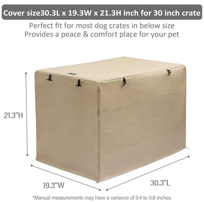 X-ZONE PET Double Door Dog Crate Cover - Polyester Pet Kennel Cover Fits 30 inches Wire Crate, Tan - color: Tan, size: 30.0"L x 19.0"W x 21.0"H