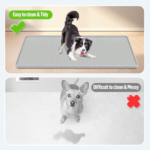 Pee Pad Holder for Dogs, 32" x 22" Extra Large Silicone Pee Tray Mat High Edge, Leak-Proof, No Spill Pet Pad Holder for Puppy, Cat, Rabbit, Training Pads for Floor Protection, No Pee Pads - size: 32"x22"