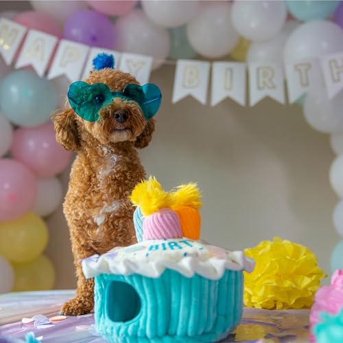 Outward Hound Hide-A-Birthday-Cake Dog Toy – Interactive 2‑in‑1 Plush Puzzle with 3 Squeaky Removable Candles - color: Birthday Cake