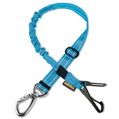 AUBELL Dog Seat Belt for Car,Updated 3-in-1 Adjustable Reflective Bungee Heavy Duty Dog Car Harness Tether with Clip Hook Latch & Buckle,Swivel Zinc Alloy Carabiner,Blue - color: Blue