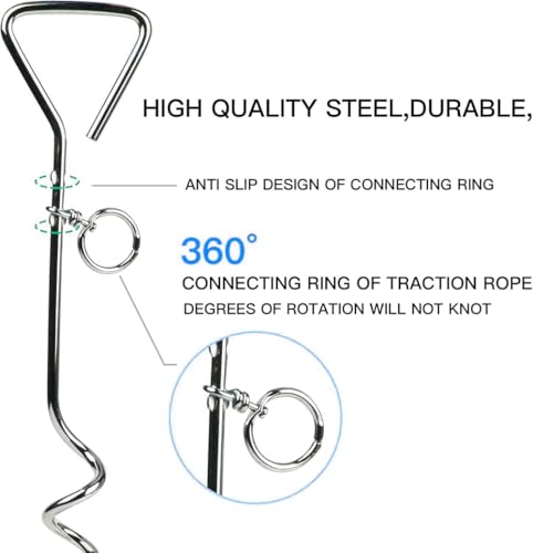 Metal Tie-Out Stake - Durable 16" Ground Stakes for Outside, Yard and Camping, Corkscrew Arrowhead Design with Tangle-Free 360 Swivel Hook - Water Resistant Pet Restraint Tool (Metal Tie-Out Stake) - style: Metal Tie-Out Stake