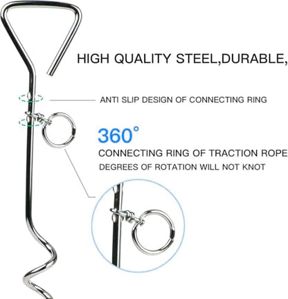 Metal Tie-Out Stake - Durable 16" Ground Stakes for Outside, Yard and Camping, Corkscrew Arrowhead Design with Tangle-Free 360 Swivel Hook - Water Resistant Pet Restraint Tool (Metal Tie-Out Stake) - style: Metal Tie-Out Stake