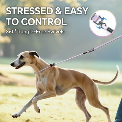 QQPETS Adjustable Slip Lead Dog Leash, Hands Free Waist Leash for Dog Walking, Reflective Training Lead with 360° Swivel Anti-Tangle, 4-7 ft Length for All Breeds - color: Yellow-purple Gradient