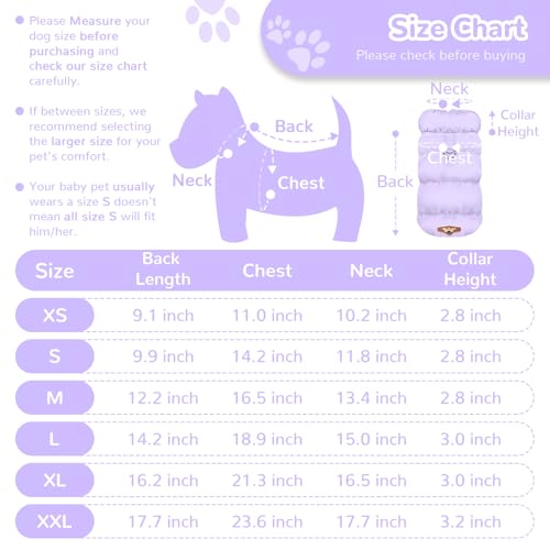 ABRRLO Winter Warm Dog Jacket for Small Medium Dogs Cat Cold Weather Coats with Harness Paded Dogs Fleece Vest Waterproof Windproof Dog Snow Jacket Pet Puppy Clothes (Purple,XS) - color: Purple, size: X-Small