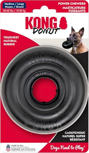KONG Extreme Donut Dog Toy – Toughest Durable Natural Rubber Chew Toy for Power Chewers – Safe on Teeth & Gums, Fun Bounce & Roll for Indoor and Outdoor Play (Medium/Large) - size: (Medium/Large)