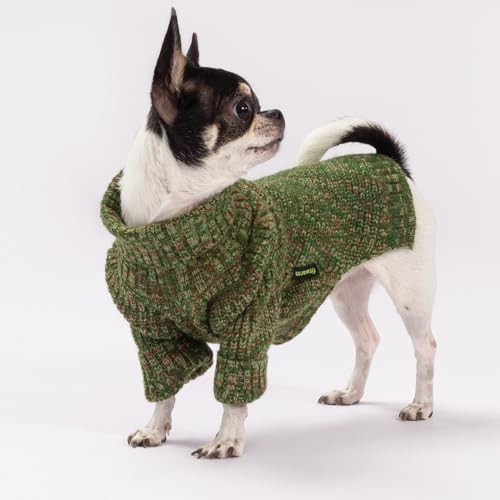 Fitwarm Knitted Turtleneck Dog Sweater, Thermal Dog Winter Clothes for Small Dogs Boy Girl, Holiday Pet Outfit, Heather Green, XS - color: Heather Green, size: X-Small