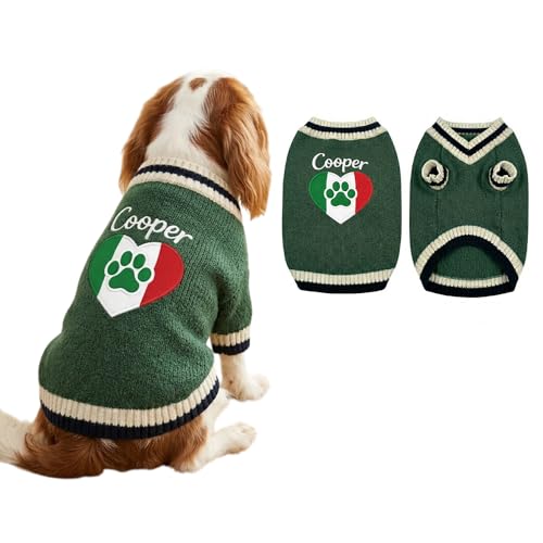 Custom Embroidered Flag Mexico Dog Sweater, Personalized Knit Pet Clothes, Number with Name Graphic Pullover Apparel, Winter Warm Soft Puppy Cats, Gift for Pet Lovers Gift#3 - color: Gift#3