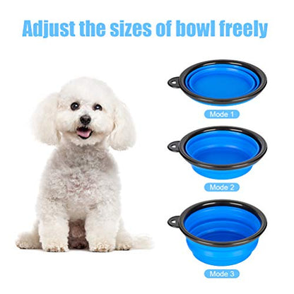 Pack of 6 Large Size Collapsible Dog Bowl, Food Grade Silicone BPA Free, with Carabiner Clip Foldable Expandable Cup Dish for Pet Cat Food Water Feeding Portable Travel Bowl (Blue & Red) - size: Pack of 6