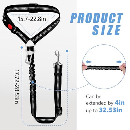 Headrest Dog Car Safety Seat Belt-Easy to Use, Dog Seat Belt with Military-Grade, Seatbelt Adjustable - Car Leash with Elastic Bungee & Reflective Safety Tether(Black) - color: BLACK-Regular